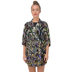 Circle Plasma Artistically Abstract Half Sleeve Chiffon Kimono by Bajindul