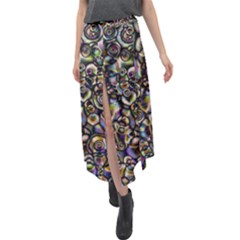 Circle Plasma Artistically Abstract Velour Split Maxi Skirt