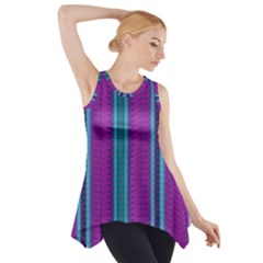 Fabric Pattern Color Structure Side Drop Tank Tunic by Bajindul