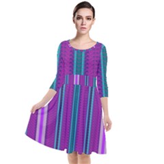 Fabric Pattern Color Structure Quarter Sleeve Waist Band Dress by Bajindul