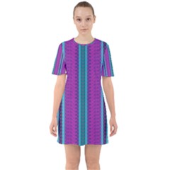 Fabric Pattern Color Structure Sixties Short Sleeve Mini Dress by Bajindul