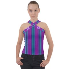 Fabric Pattern Color Structure Cross Neck Velour Top