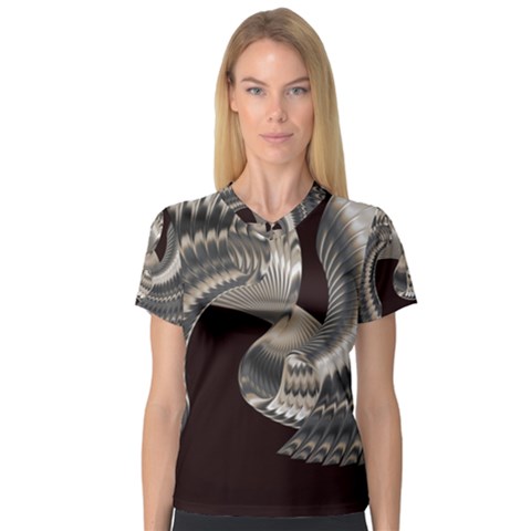 Ornament Spiral Rotated V-neck Sport Mesh Tee by Bajindul