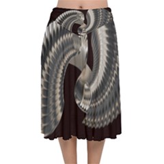 Ornament Spiral Rotated Velvet Flared Midi Skirt by Bajindul