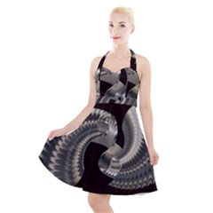 Ornament Spiral Rotated Halter Party Swing Dress  by Bajindul