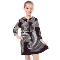 Ornament Spiral Rotated Kids  Quarter Sleeve Shirt Dress by Bajindul