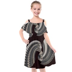 Ornament Spiral Rotated Kids  Cut Out Shoulders Chiffon Dress by Bajindul