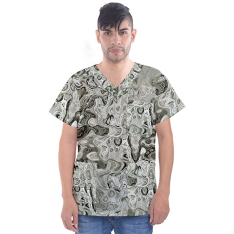 Abstract Stone Texture Men s V-neck Scrub Top by Bajindul