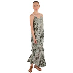 Abstract Stone Texture Cami Maxi Ruffle Chiffon Dress by Bajindul