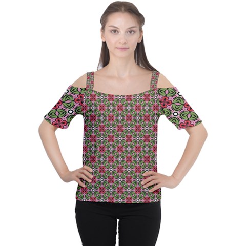 Decorative Flower Cutout Shoulder Tee by Bajindul