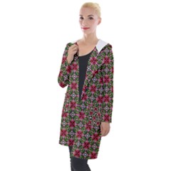 Decorative Flower Hooded Pocket Cardigan