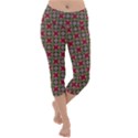 Decorative Flower Lightweight Velour Capri Yoga Leggings View1