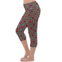 Decorative Flower Lightweight Velour Capri Yoga Leggings View2