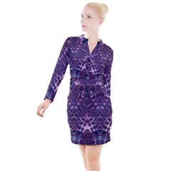 Purple Love Button Long Sleeve Dress by KirstenStar