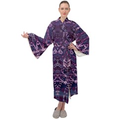 Purple Love Maxi Tie Front Velour Kimono