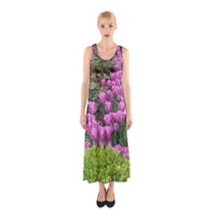 Late April Purple Tulip Sleeveless Maxi Dress by Riverwoman