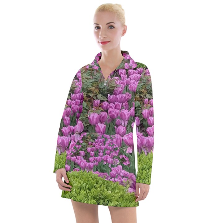 Late April Purple Tulip Women s Long Sleeve Casual Dress