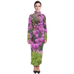 Late April Purple Tulip Turtleneck Maxi Dress by Riverwoman