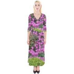 Late April Purple Tulip Quarter Sleeve Wrap Maxi Dress by Riverwoman