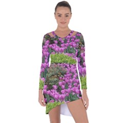 Late April Purple Tulip Asymmetric Cut-out Shift Dress by Riverwoman