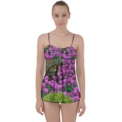 Late April Purple Tulip Babydoll Tankini Set by Riverwoman