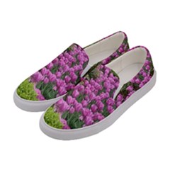 Late April Purple Tulip Women s Canvas Slip Ons by Riverwoman