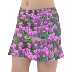 Late April Purple Tulip Tennis Skirt by Riverwoman