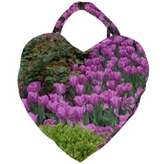 Late April Purple Tulip Giant Heart Shaped Tote by Riverwoman