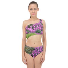 Late April Purple Tulip Spliced Up Two Piece Swimsuit by Riverwoman