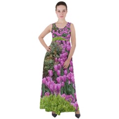 Late April Purple Tulip Empire Waist Velour Maxi Dress by Riverwoman