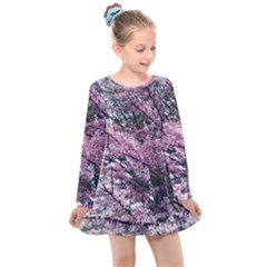 Ohio Redbud Kids  Long Sleeve Dress by Riverwoman