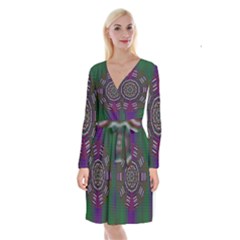 Orchid Landscape With A Star Long Sleeve Velvet Front Wrap Dress by pepitasart