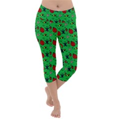 Bugs Pattern Lightweight Velour Capri Yoga Leggings