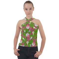 Ice Cream Tropical Pattern Cross Neck Velour Top by snowwhitegirl