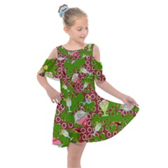 Ice Cream Tropical Pattern Kids  Shoulder Cutout Chiffon Dress by snowwhitegirl