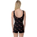 Flamingo Pattern Black One Piece Boyleg Swimsuit View2