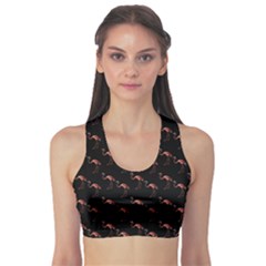 Flamingo Pattern Black Sports Bra by snowwhitegirl