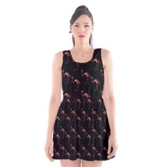 Flamingo Pattern Black Scoop Neck Skater Dress by snowwhitegirl