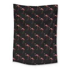 Flamingo Pattern Black Medium Tapestry by snowwhitegirl