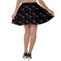 Flamingo Pattern Black Velvet Skater Skirt View2