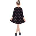 Flamingo Pattern Black Kids  Quarter Sleeve Shirt Dress View2