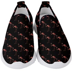 Flamingo Pattern Black Kids  Slip On Sneakers by snowwhitegirl