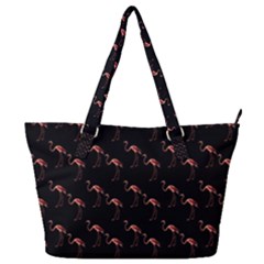 Flamingo Pattern Black Full Print Shoulder Bag by snowwhitegirl