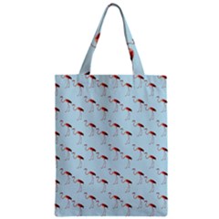 Flamingo Pattern Blue Zipper Classic Tote Bag by snowwhitegirl