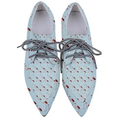 Flamingo Pattern Blue Pointed Oxford Shoes