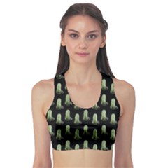 Cactus Black Pattern Sports Bra by snowwhitegirl