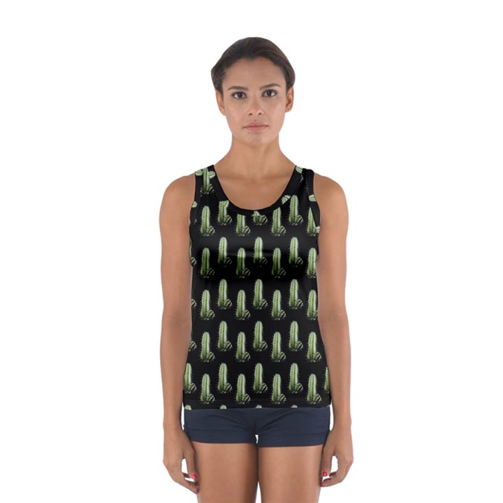 Cactus Black Pattern Sport Tank Top 