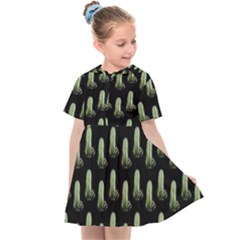 Cactus Black Pattern Kids  Sailor Dress