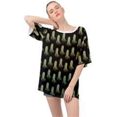 Cactus Black Pattern Oversized Chiffon Top