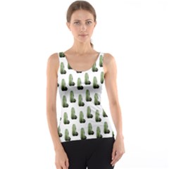 Cactus White Pattern Tank Top by snowwhitegirl